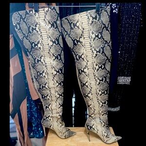 Snake Skin Thigh boots